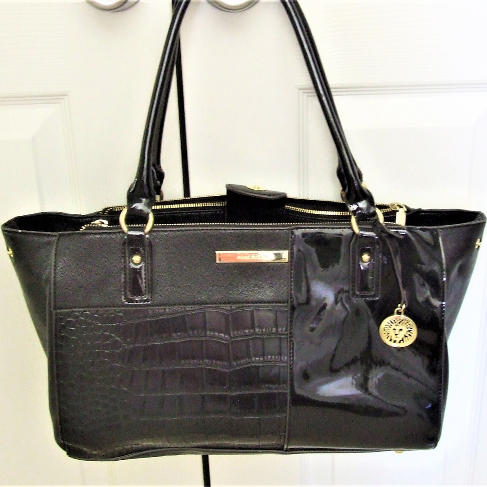 Anne Klein Multi-textured Black Satchel/Purse